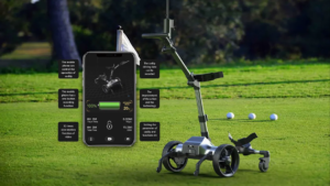 Stylish electric golf caddy with minimal design and advanced control