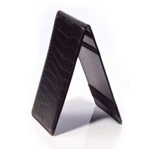 Premium leather golf scorecard holder with pencil slot, fits in pocket for easy round tracking