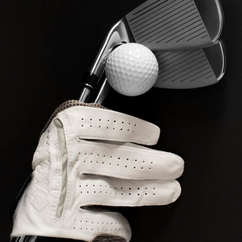 Side pocket of golf caddy with tees and gloves