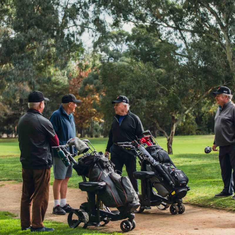 Golf trolley suited for Australian golf course terrain”